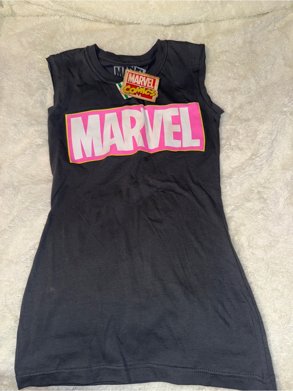 Marvel Black Tank Top with Pink and White Logo